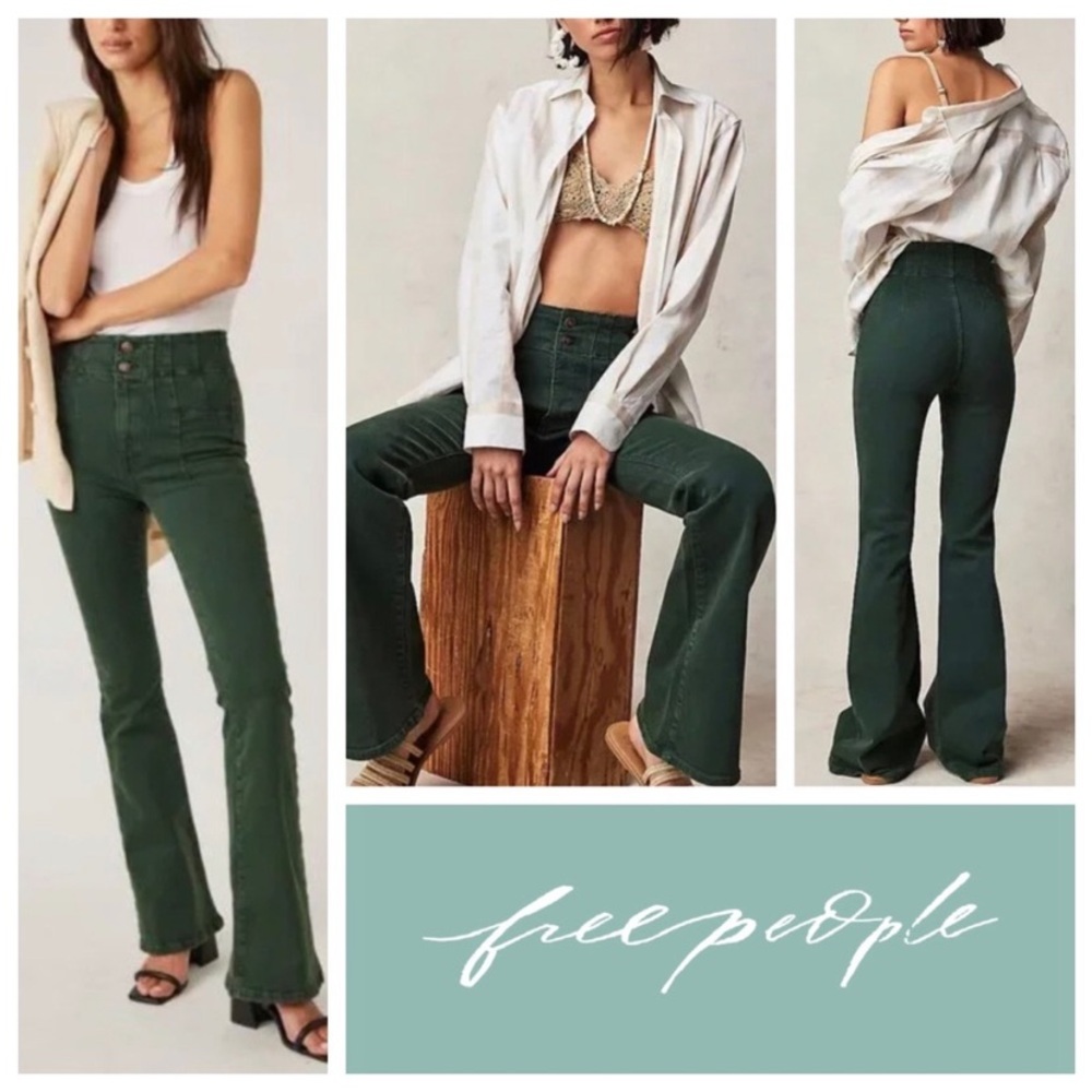 Free People We The Free Jayde Flare Jeans in Forest 25/26/31
